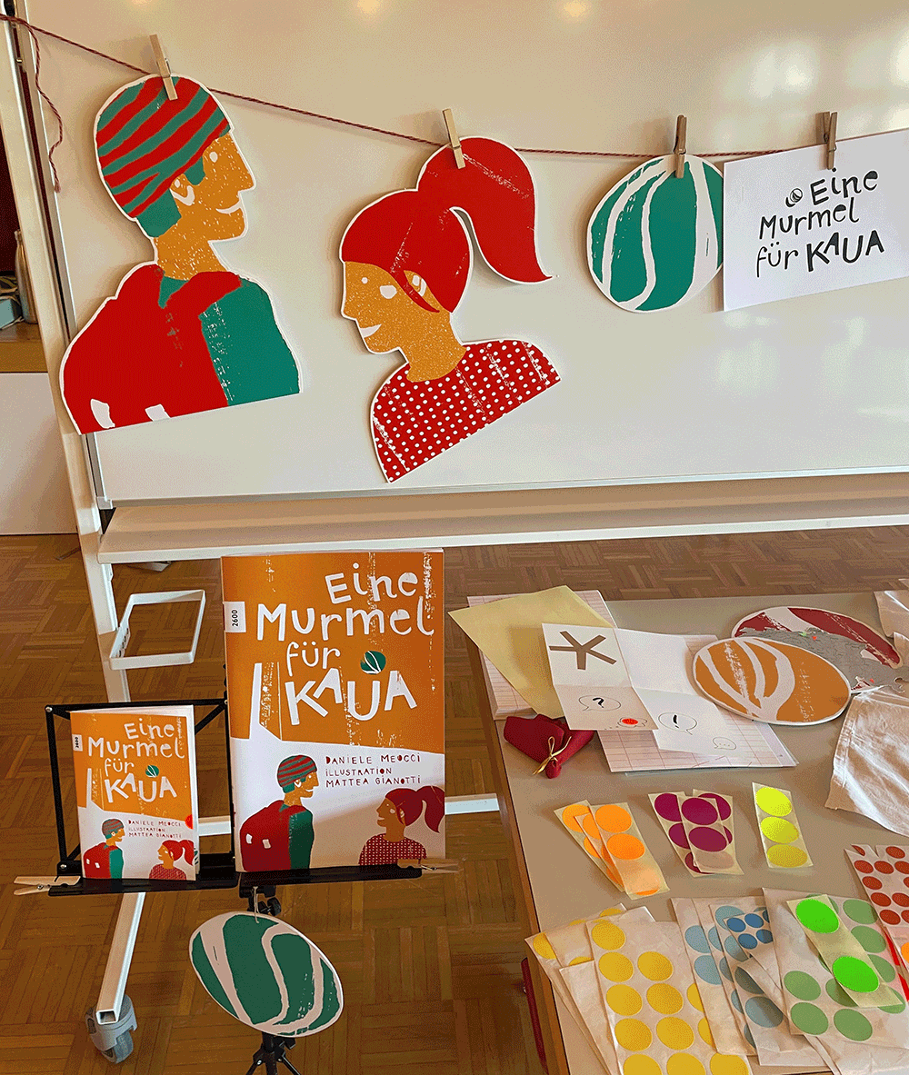 Mattea Gianotti Grafik, Illustration, Literaturvermittlung, LiteraturLabor SIKJM: Eine Murmel Für Kaua Lesung - 